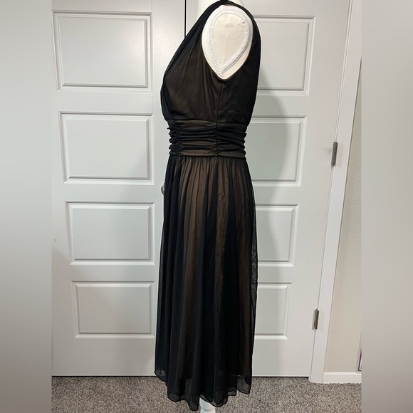 Connected Apparel Black Tulle Midi Dress Sleeveless V-Neck Party Evening Size‎ 6 - Picture 3 of 6
